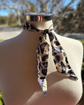 Satin Neck Tie - Black & Blue Cheetah Print