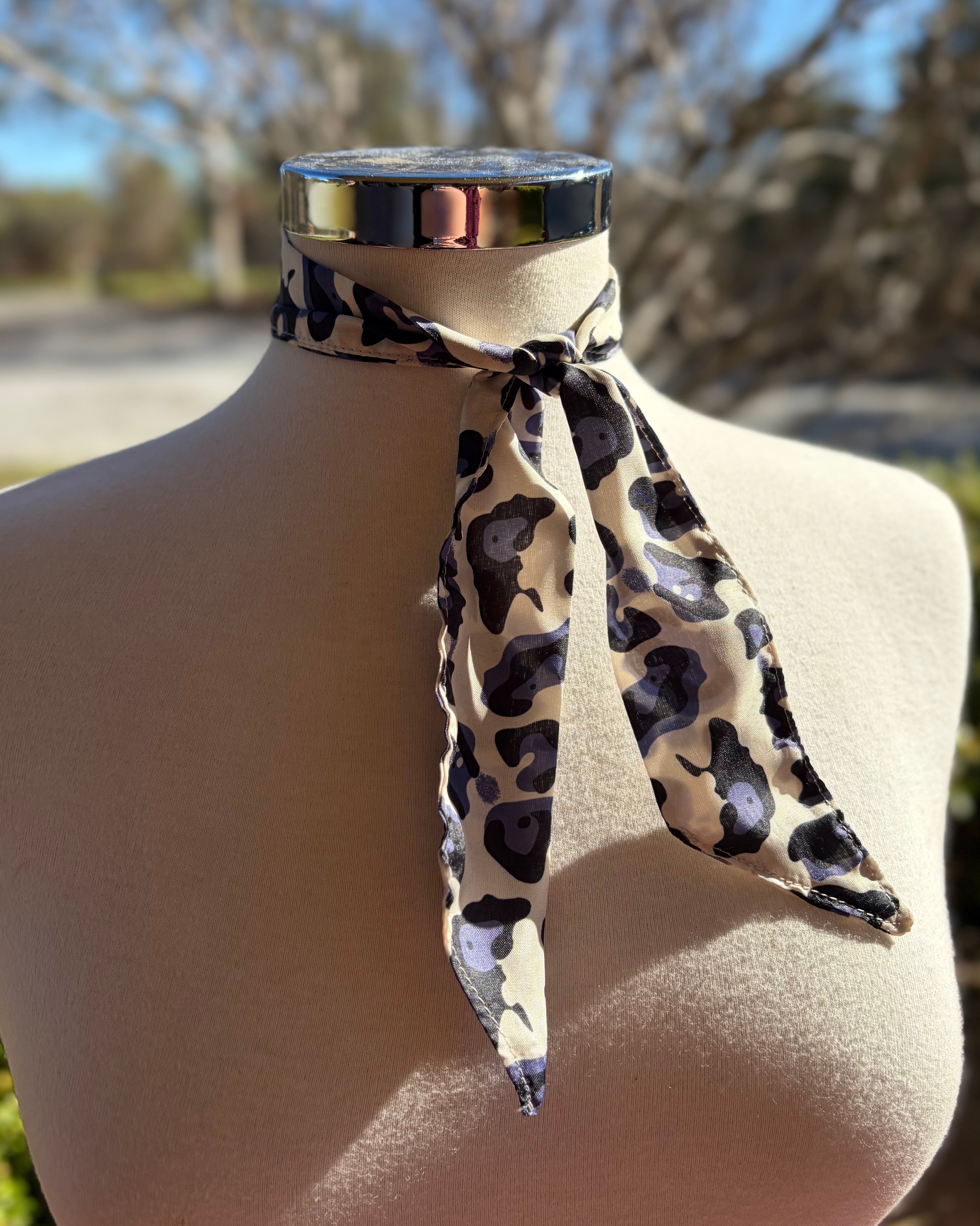 Satin Neck Tie - Black & Blue Cheetah Print