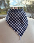 Cotton/Fleece Neck Scarf - Navy Gingham
