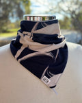 Cotton/Fleece Neck Scarf - Navy & Cream