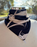 Cotton/Fleece Neck Scarf - Navy & Cream