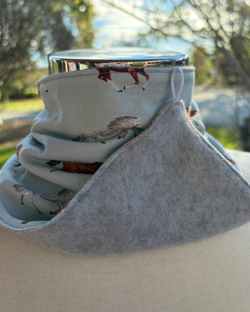 Cotton/Fleece Neck Scarf - Horses