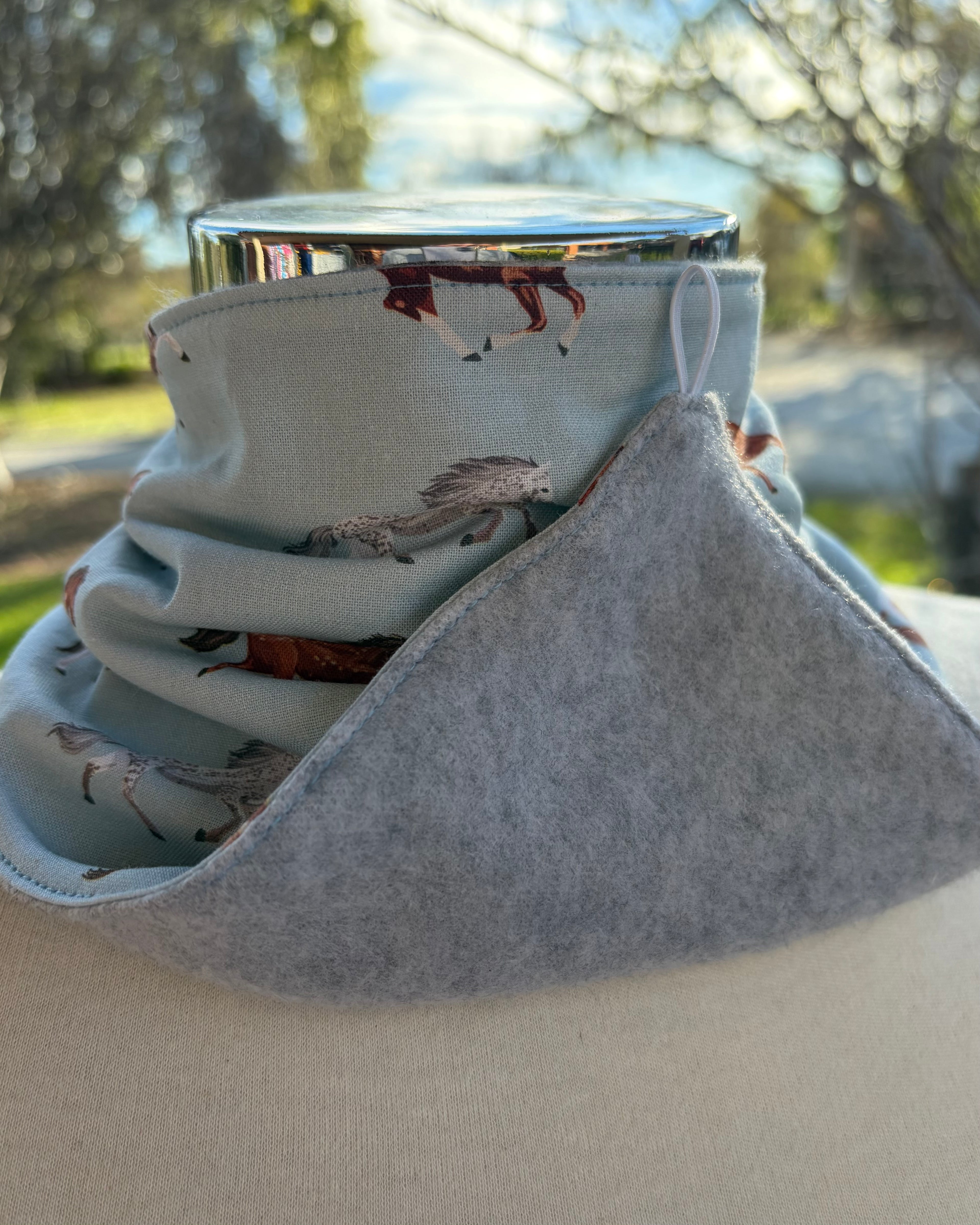 Cotton/Fleece Neck Scarf - Horses