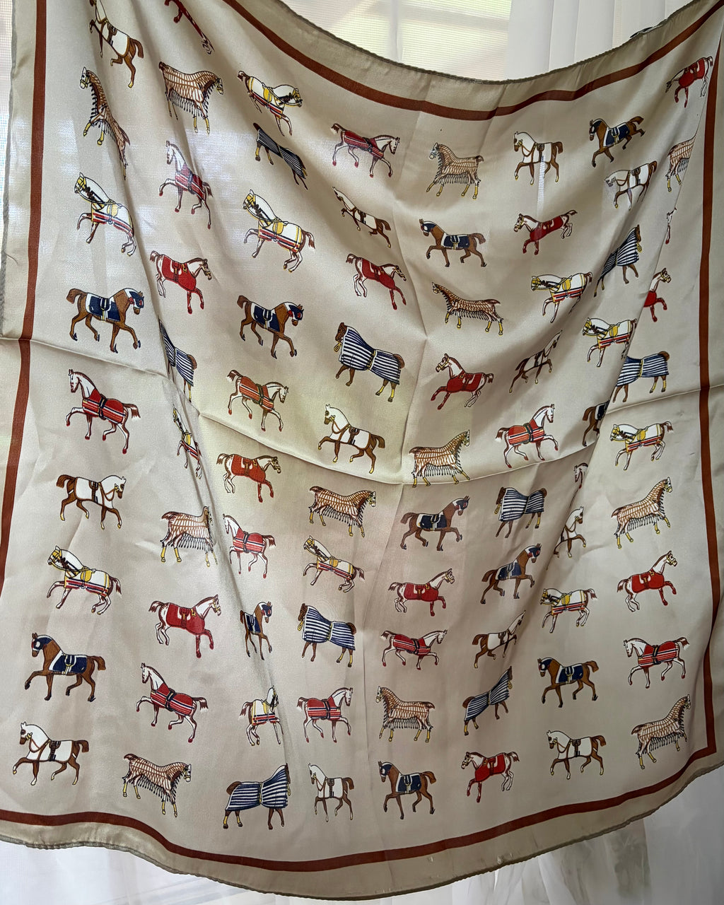 Satin Neck Scarf - Champagne Horses