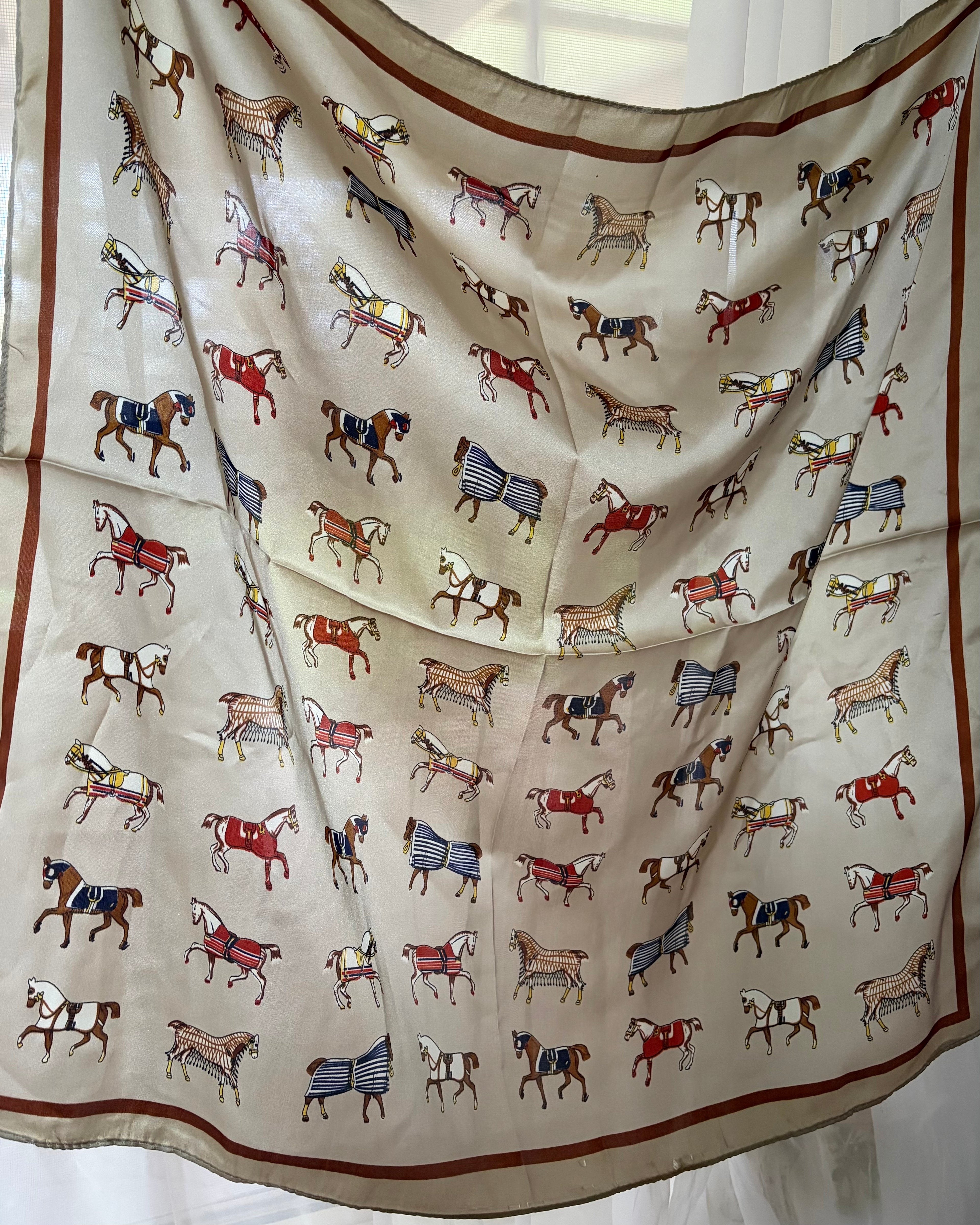 Satin Neck Scarf - Champagne Horses