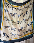 Satin Neck Scarf - Navy Horses