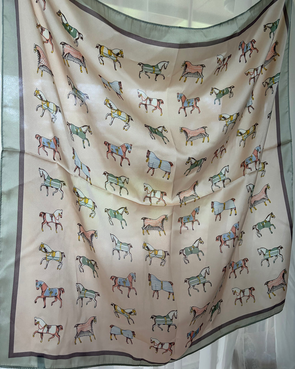Satin Neck Scarf - Pink Horses