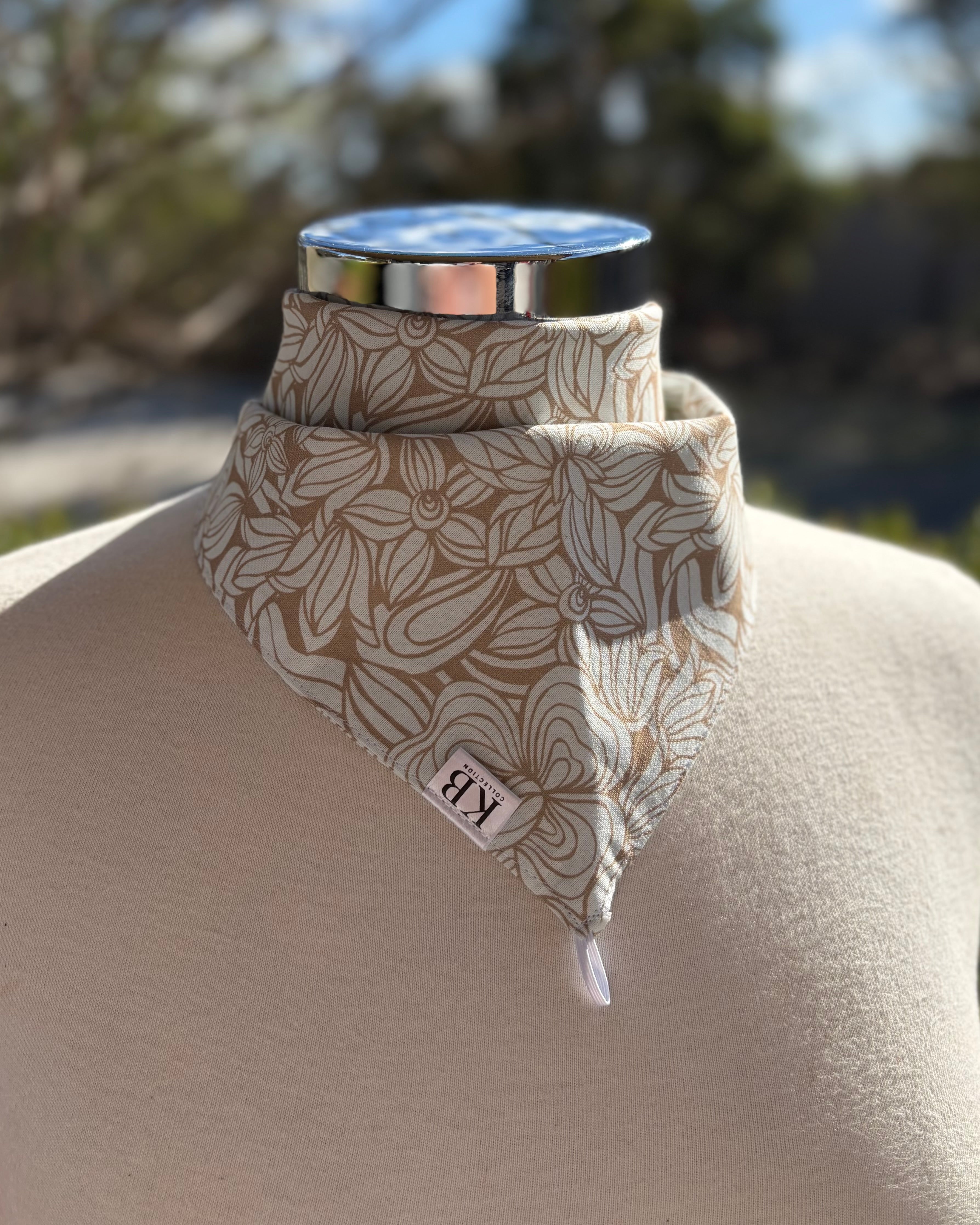 Cotton Neck Scarf - Beige Floral