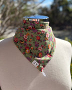 Cotton Neck Scarf - Green Roses