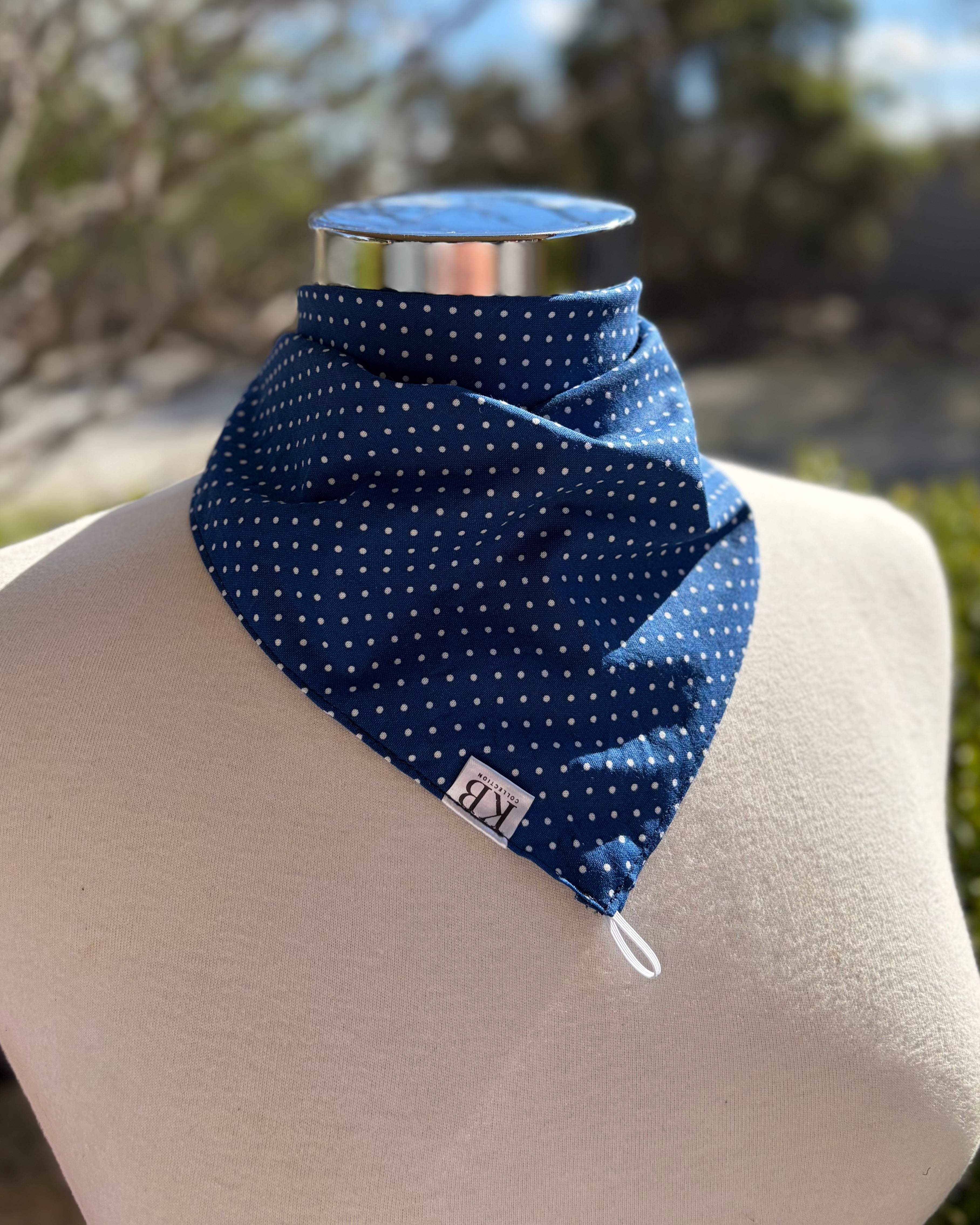 Cotton Neck Scarf - Navy Dots