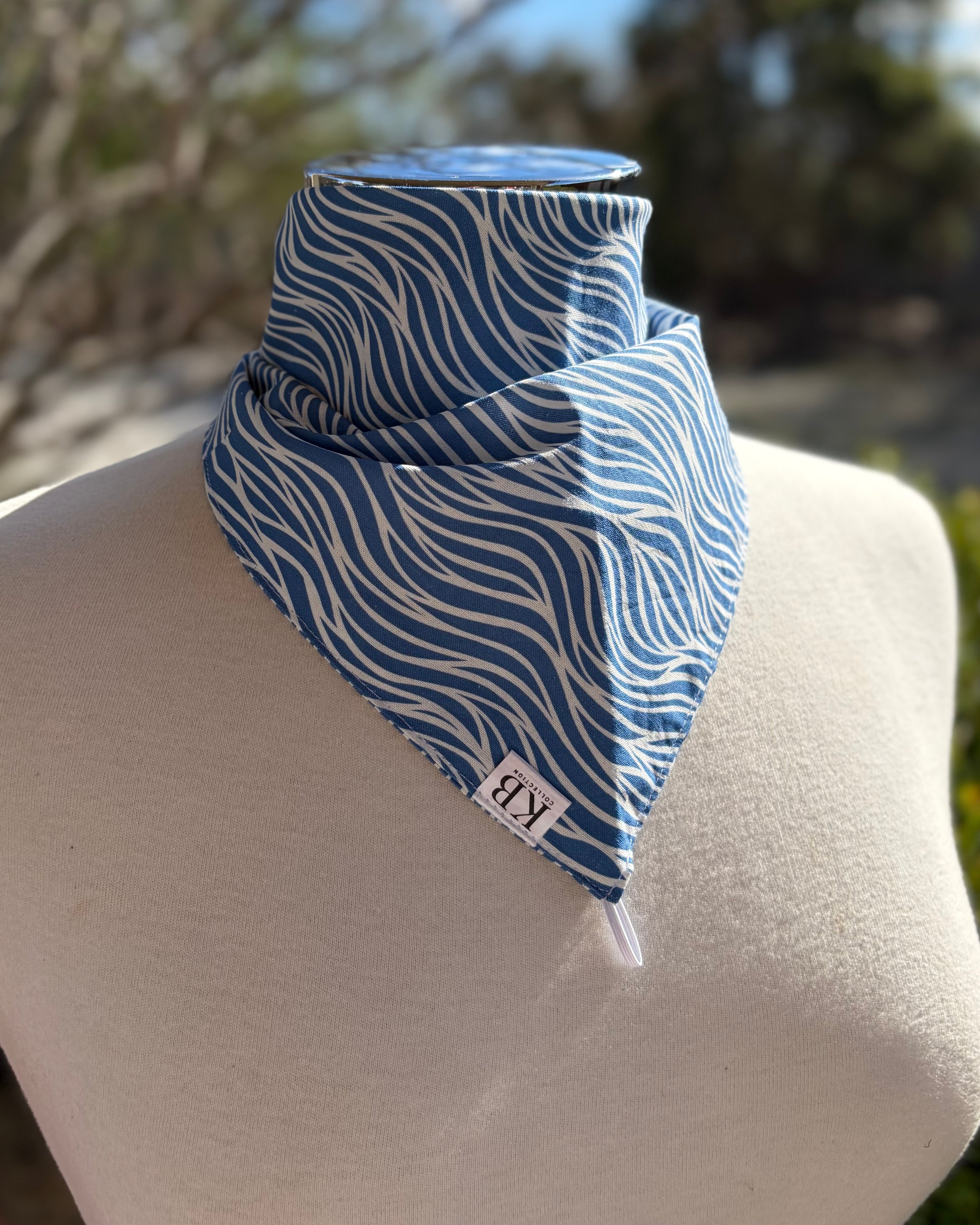 Cotton Neck Scarf - Blue Waves