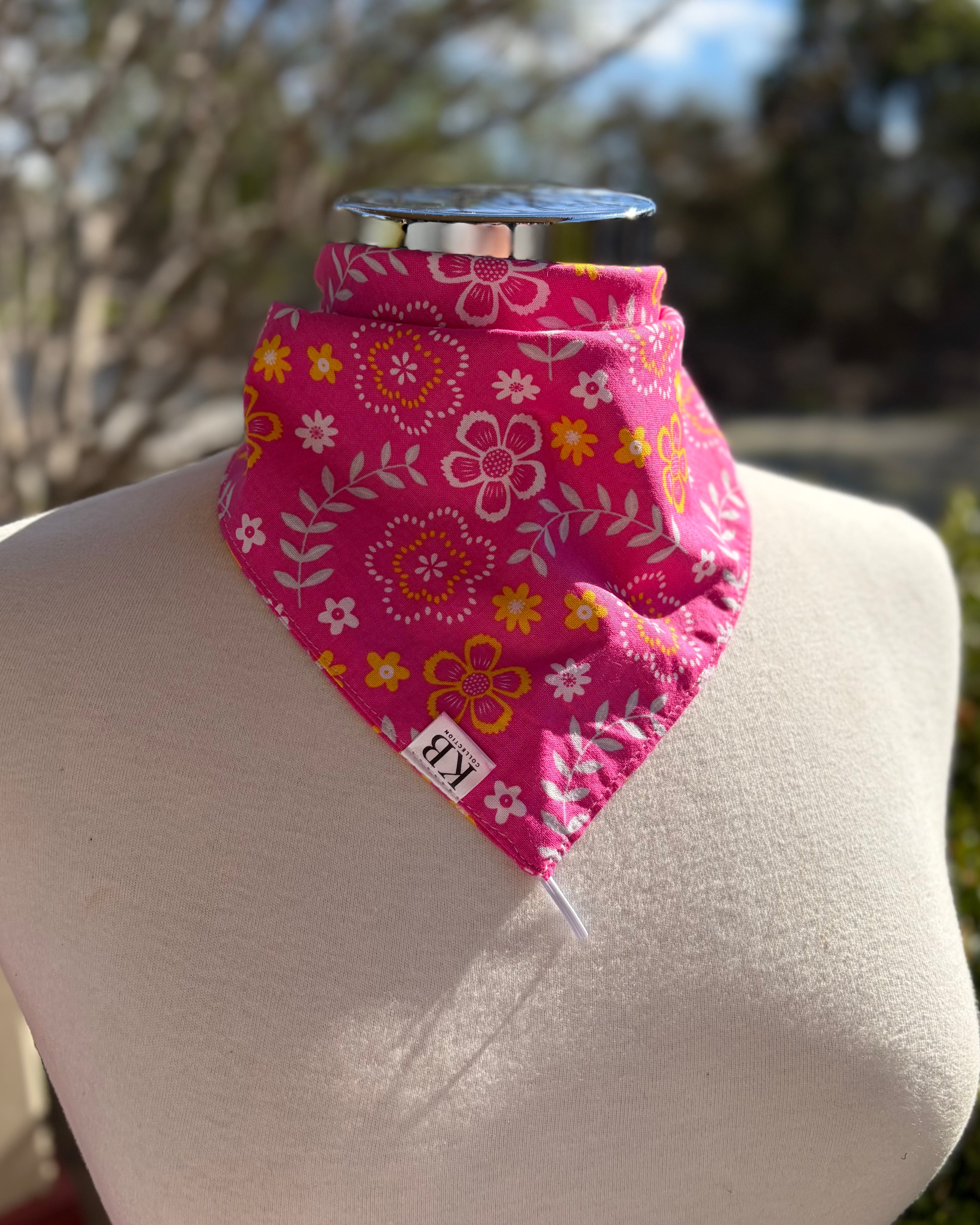 Cotton Neck Scarf - Fuchsia Flowers