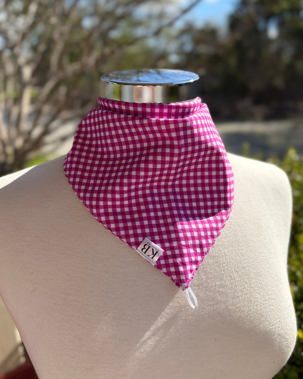 Cotton Neck Scarf - Magenta Gingham