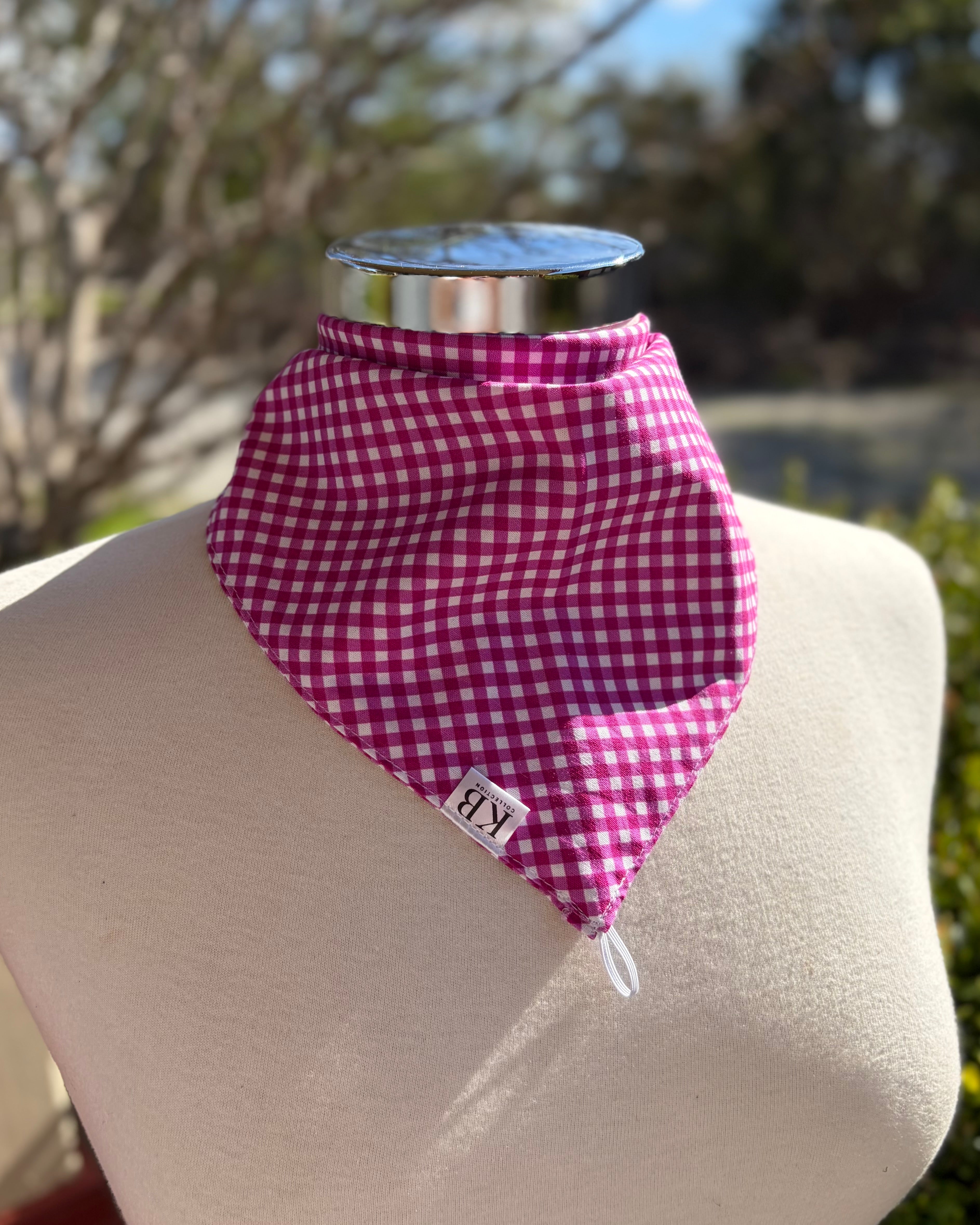 Cotton Neck Scarf - Magenta Gingham