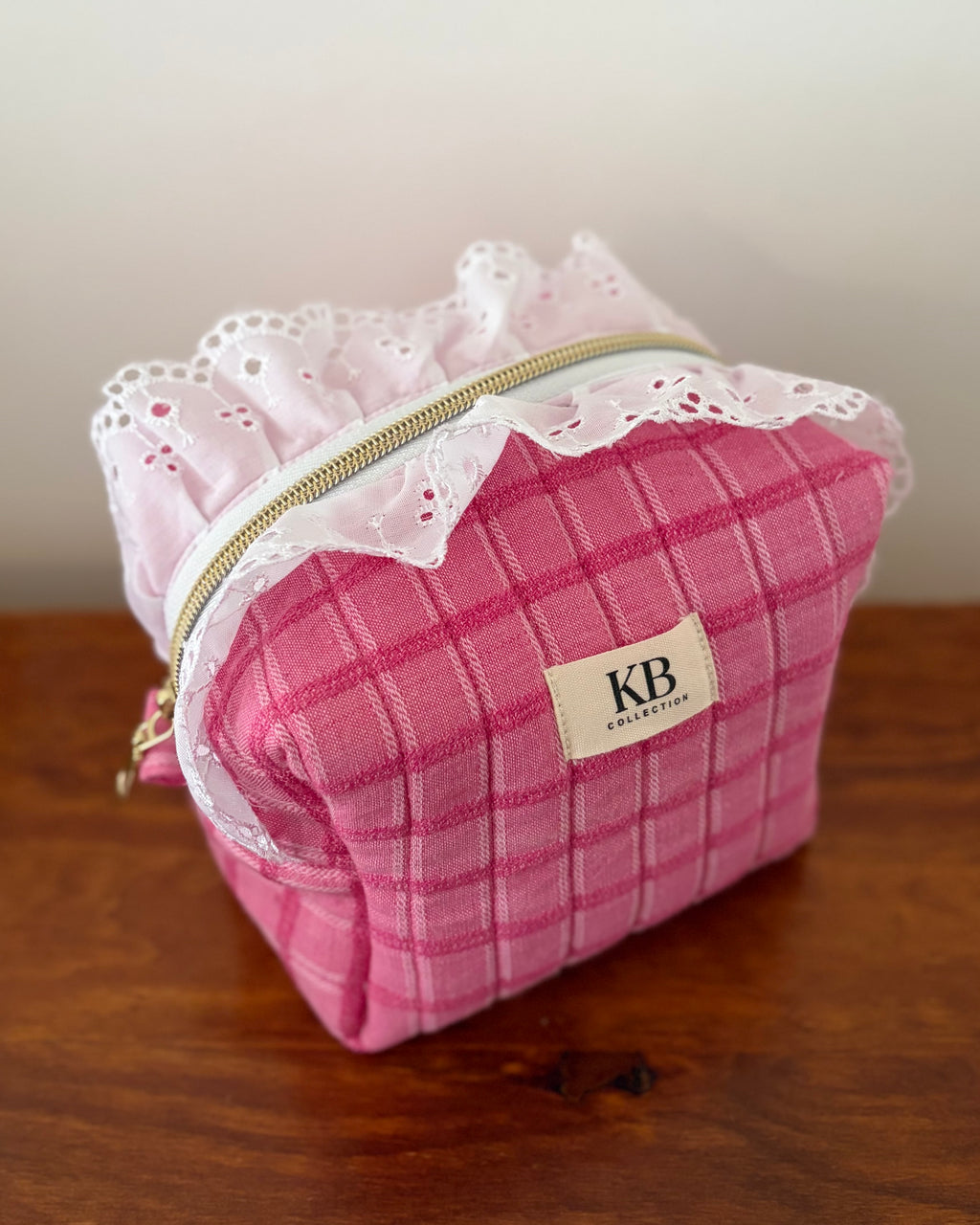 KB Cosmetic Bag - Pink Check
