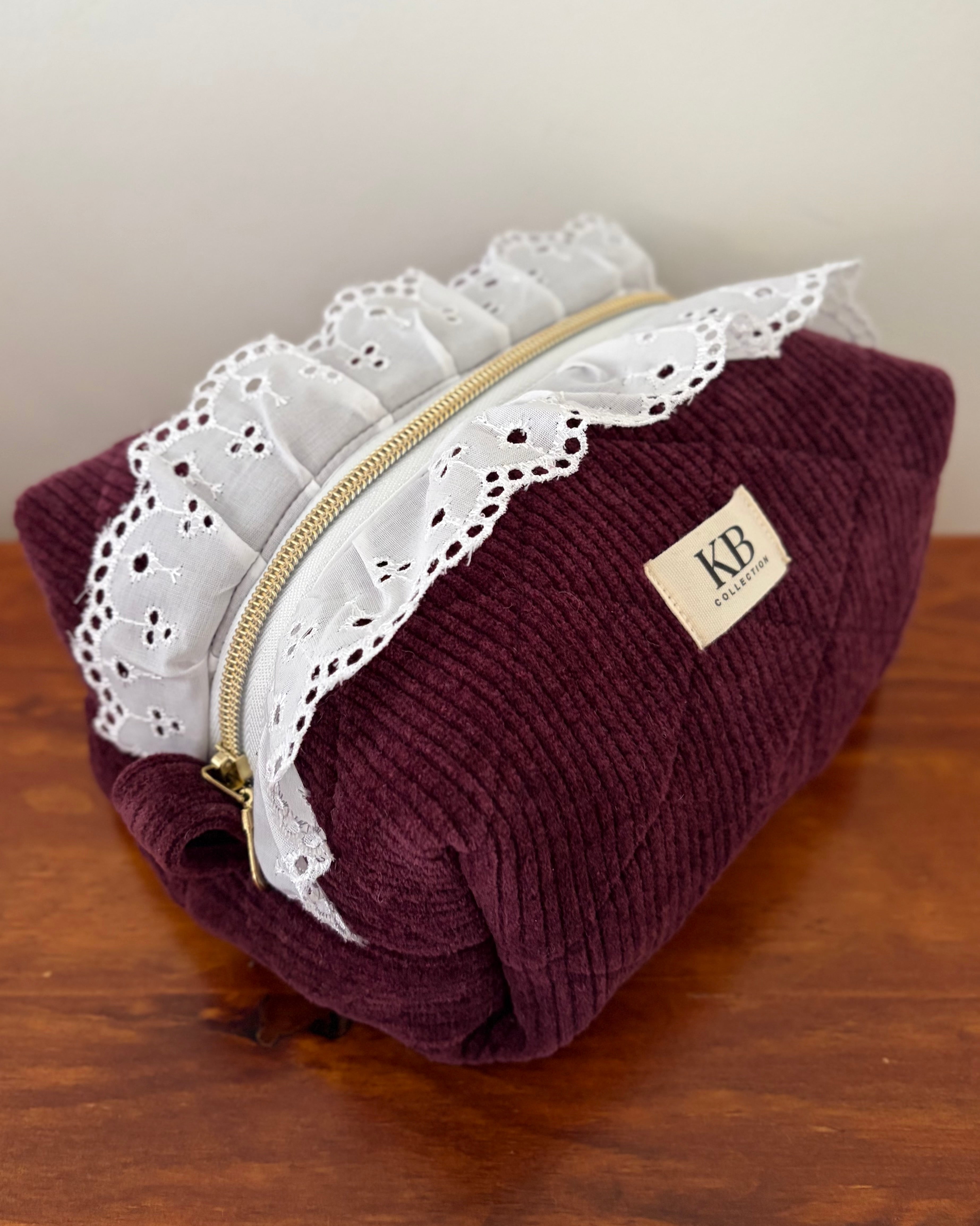 KB Cosmetic Bag -  Maroon Corduroy