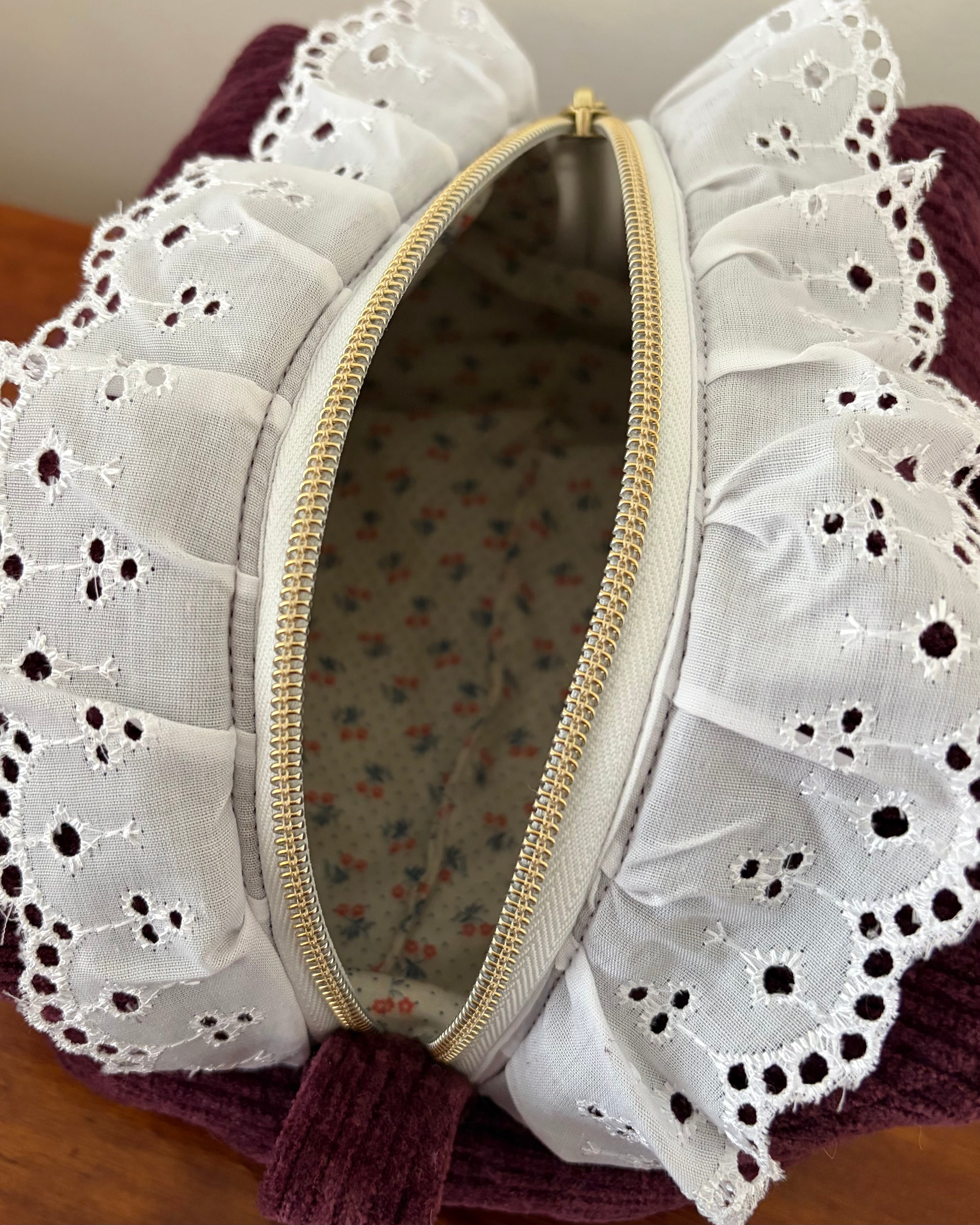 KB Cosmetic Bag -  Maroon Corduroy