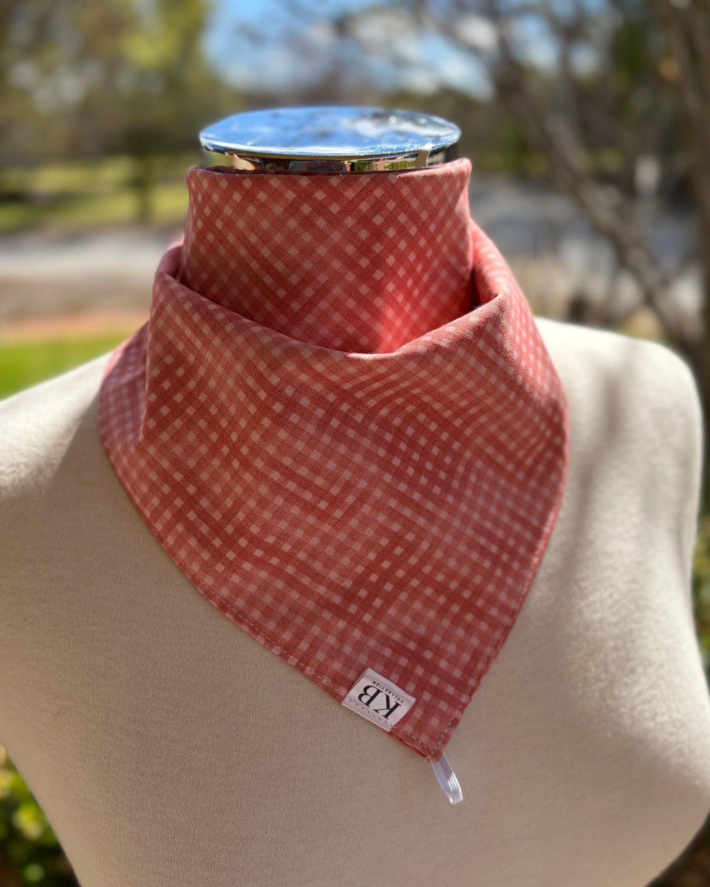 Cotton Neck Scarf - Peach Gingham