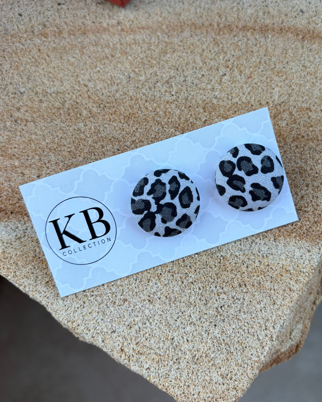 Fabric Button Earrings - Cheetah