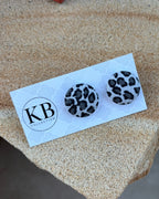 Fabric Button Earrings - Cheetah