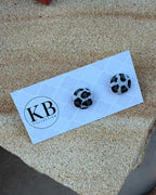 Fabric Button Earrings - Cheetah