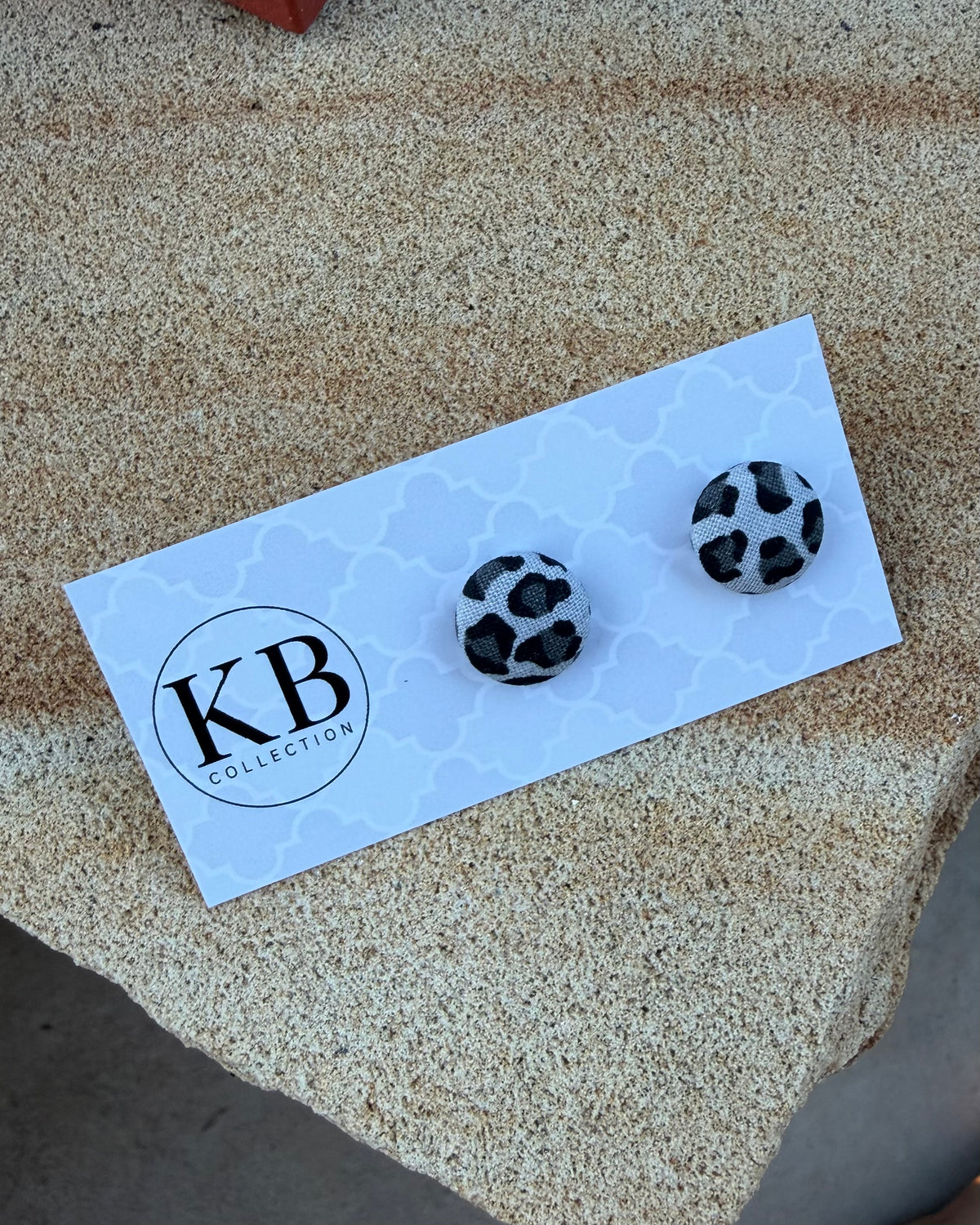 Fabric Button Earrings - Cheetah