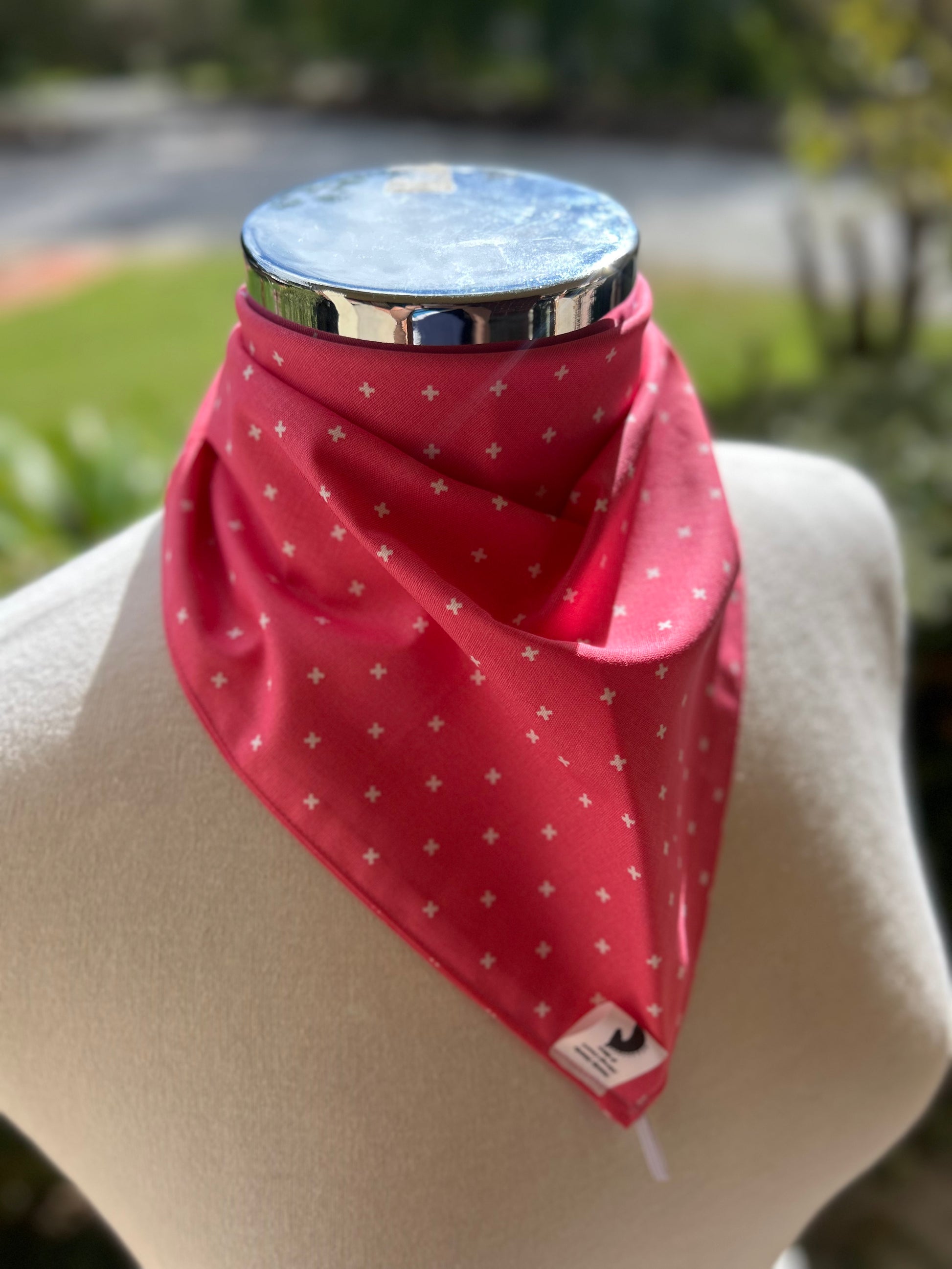 Cotton Neck Scarf - Pink with Crosses