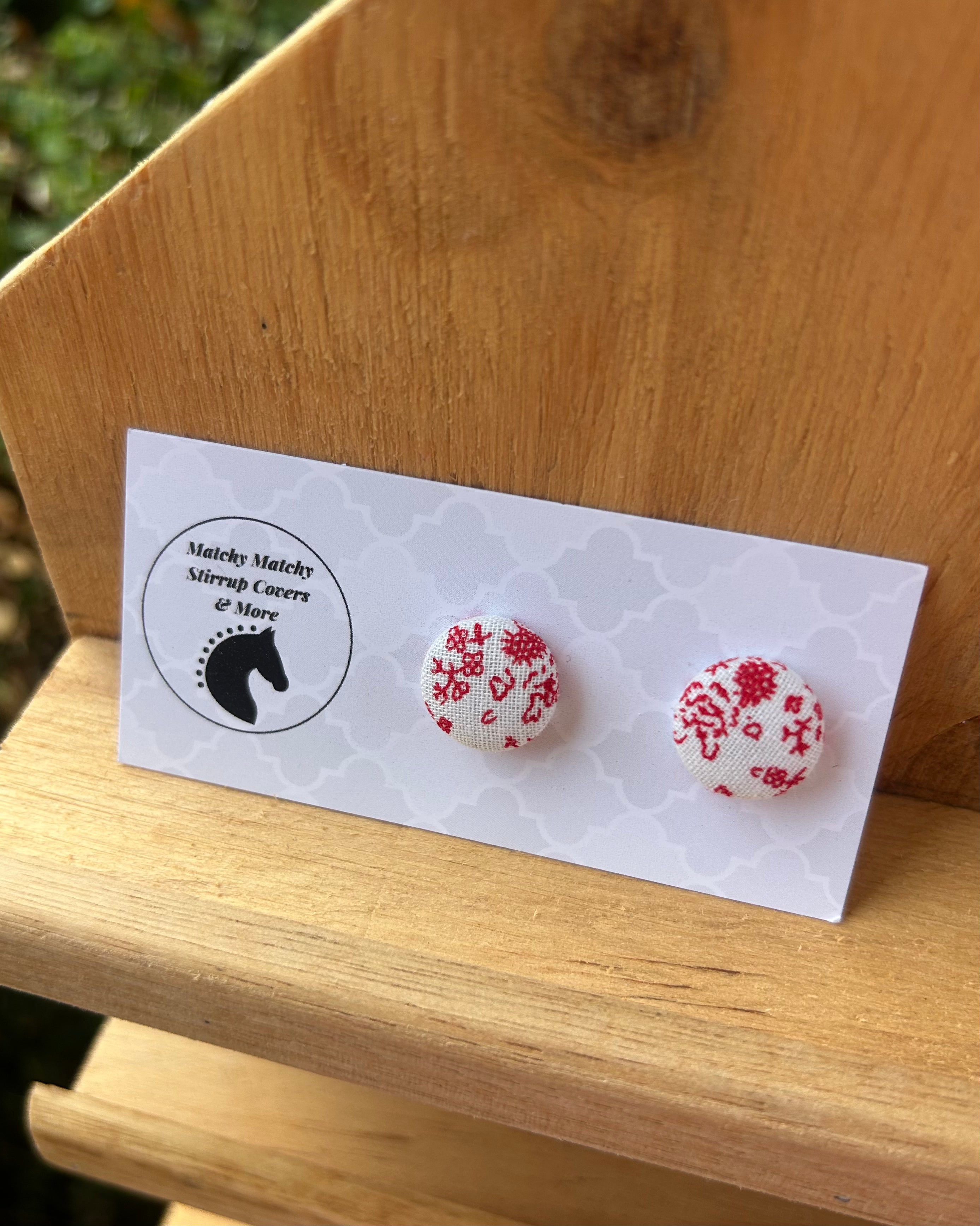 Fabric Button Earrings - Cherry Blossoms