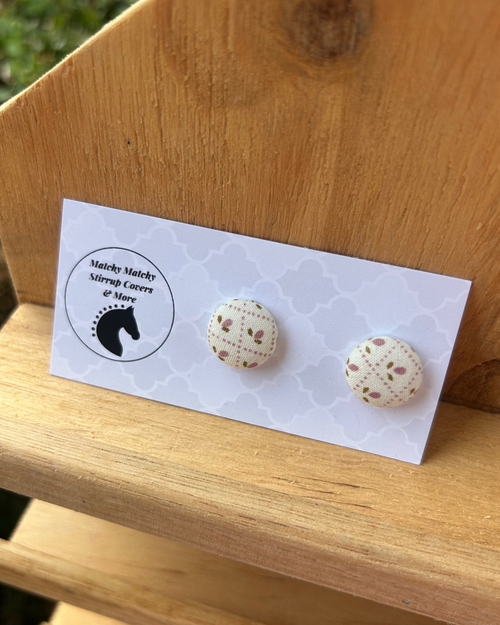 Fabric Button Earrings - Cream